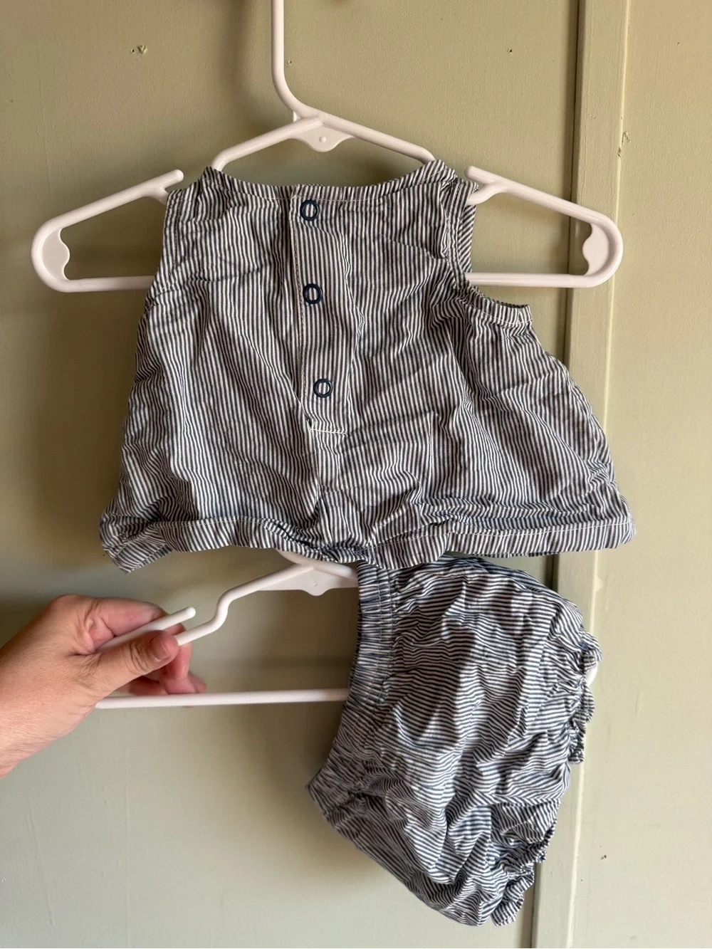 Carter's Navy & White Striped Baby Dress Set with Coral Accent